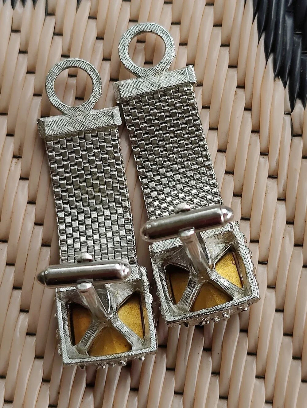 Vintage Dante Blue Rivoli Foiled Back Crystal Cuff Links
